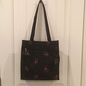 Black Shopping Tote Bag with Scottish terrier Dog print